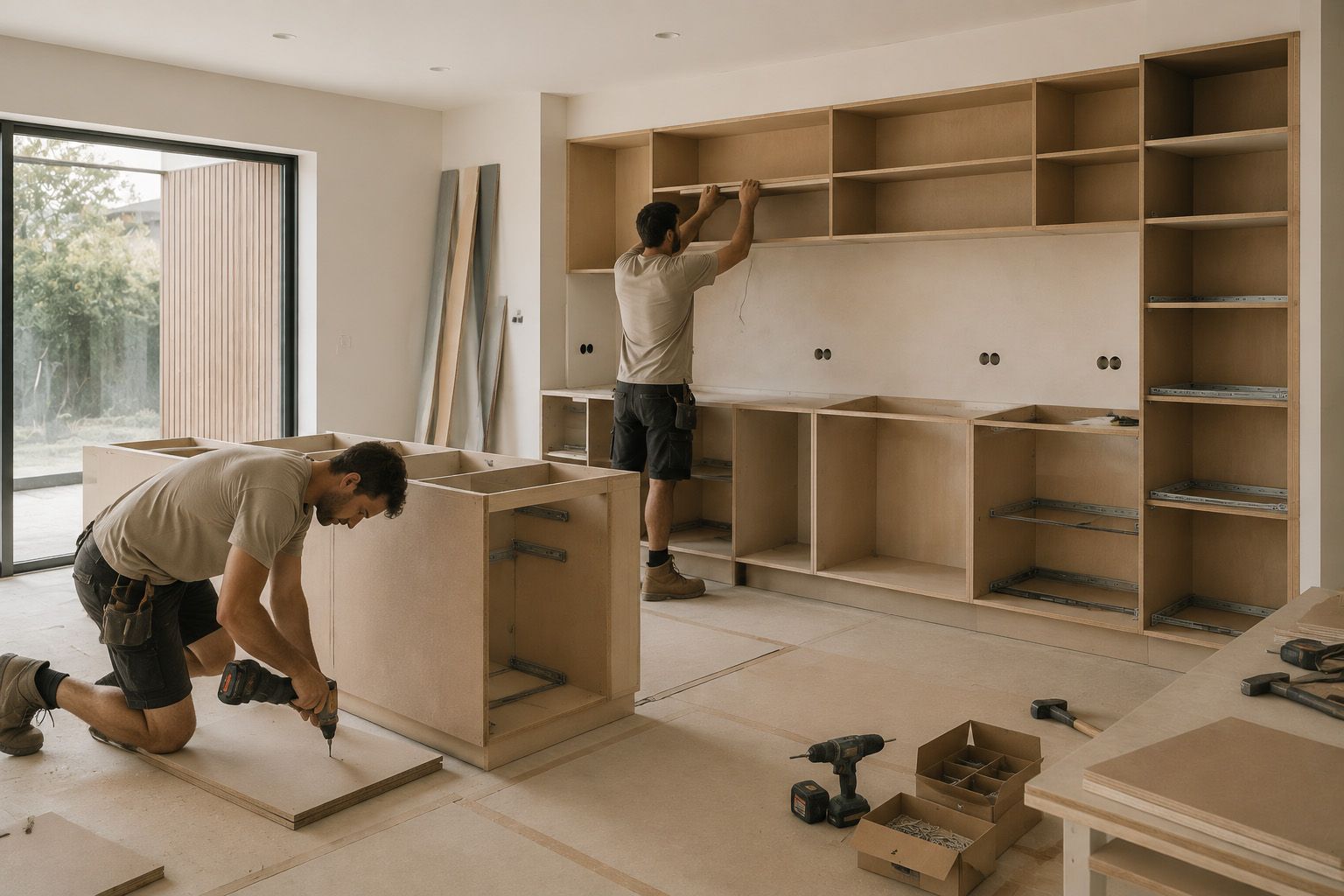Labor intensive construction on site assembly process