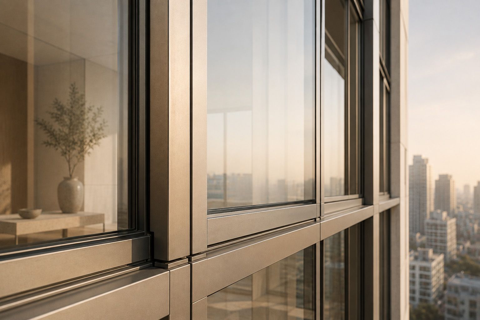 Weatherproof aluminium glass facade high rise building wind resistance