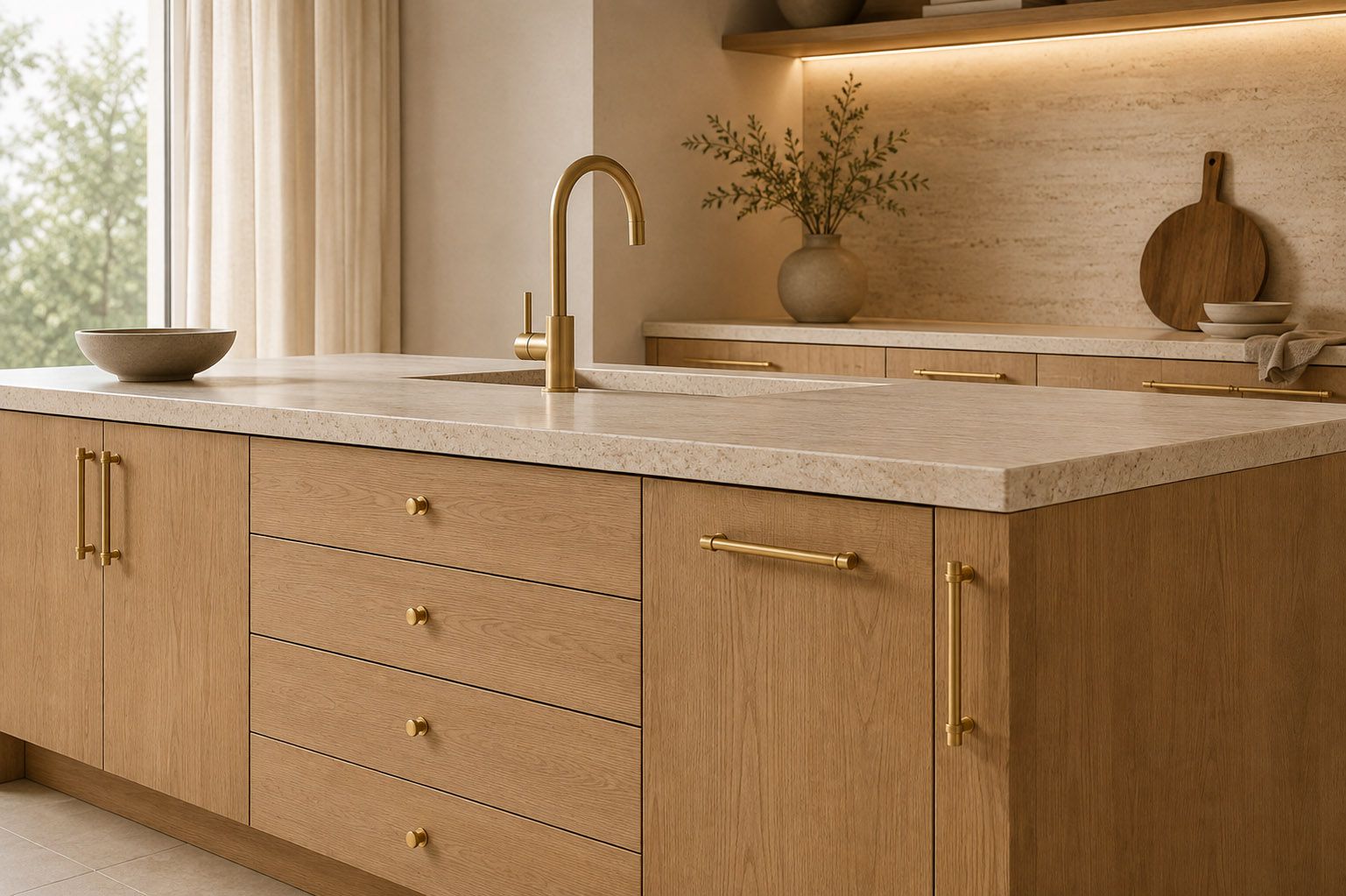 Luxury modern kitchen cabinetry brass hardware interior design