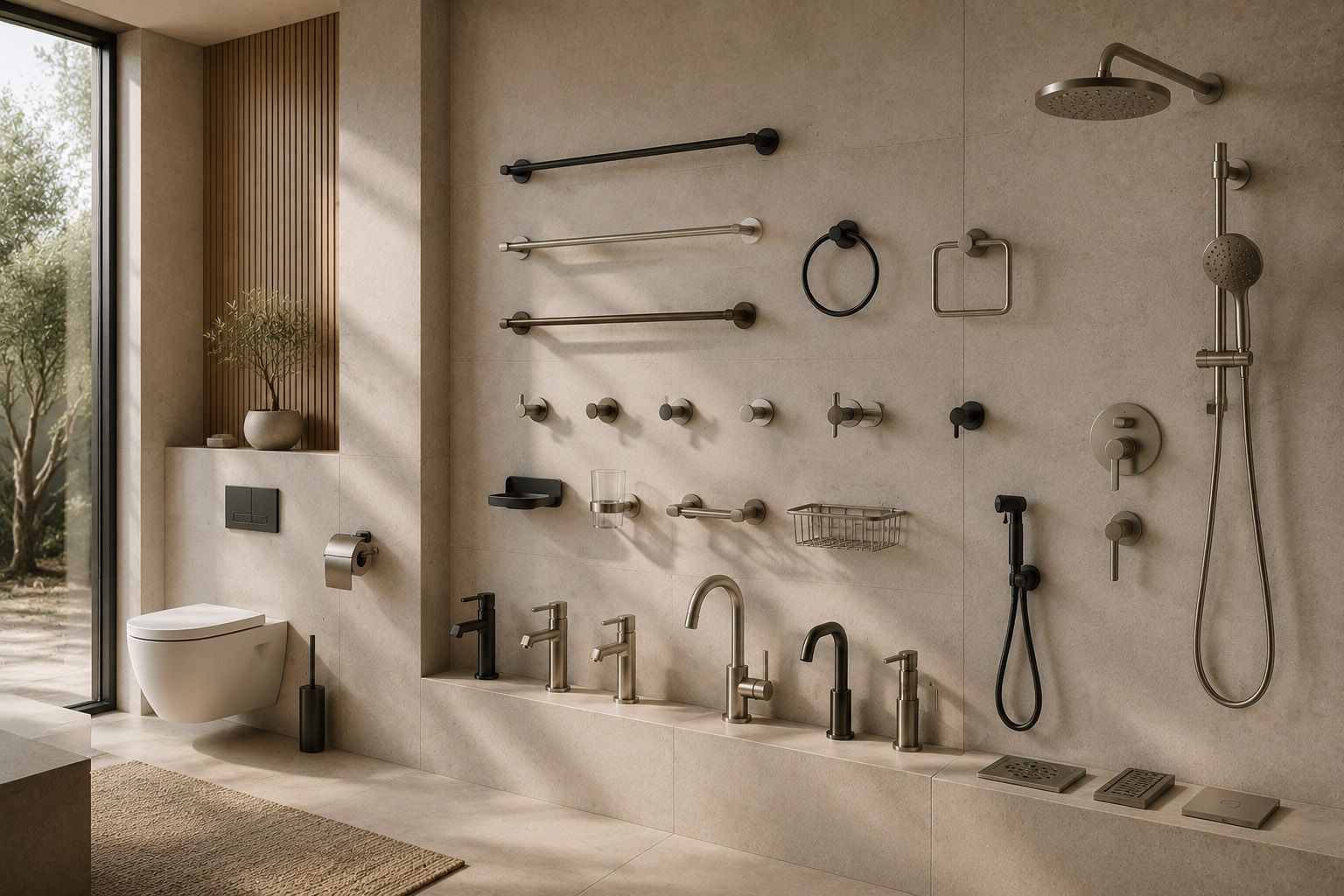 Integrated bathroom plumbing hardware accessories modern construction