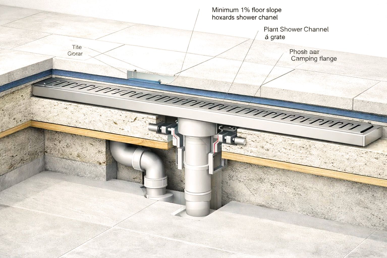 Shower pan waterproofing liner installation ceramic tile flooring