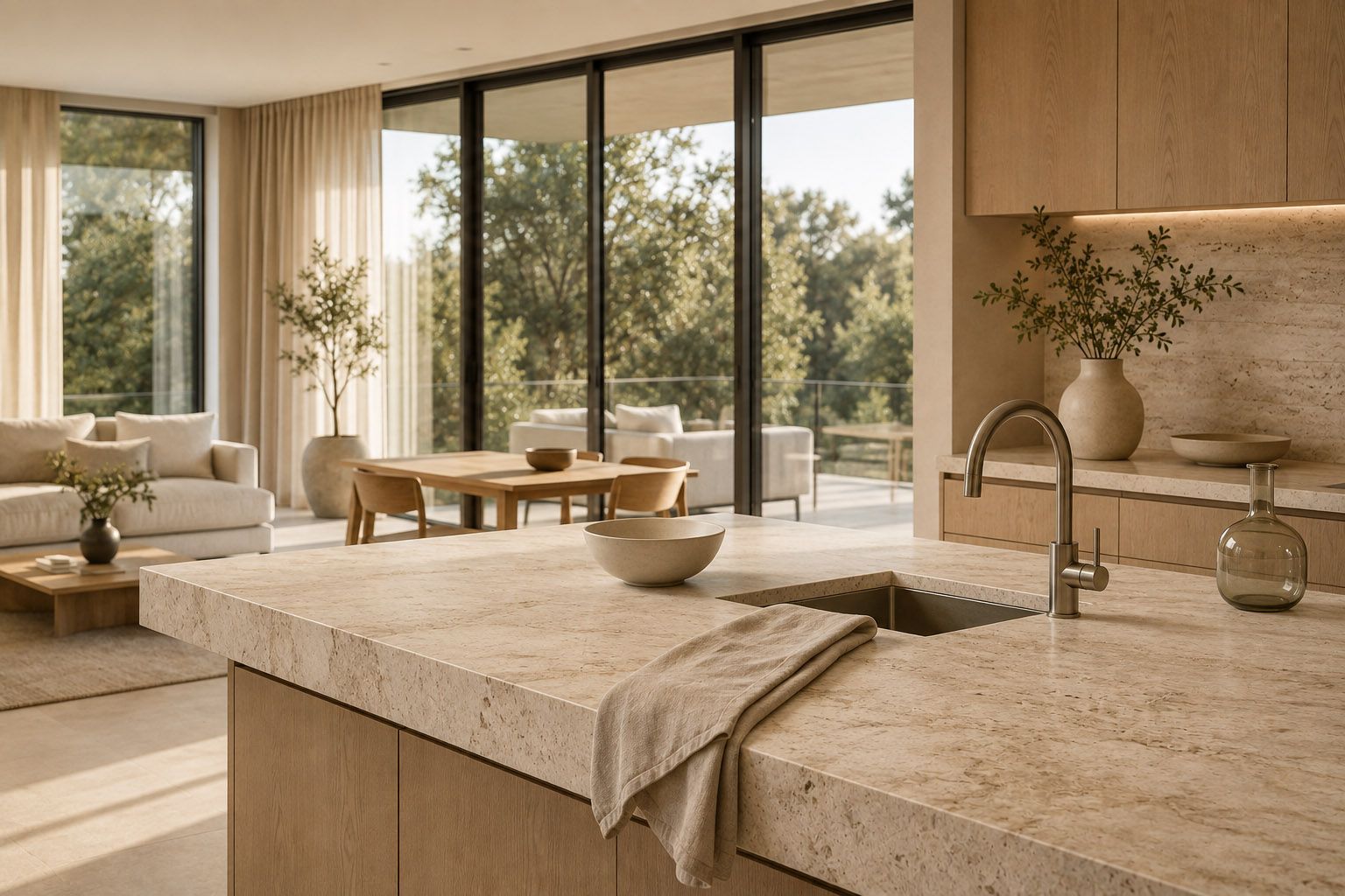 Modern luxury residential interior flooded with natural light